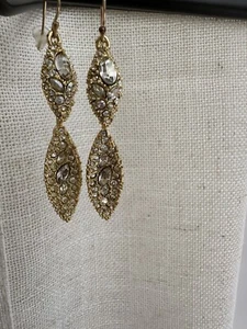 Alexis Bittar Golden Swarovski Crystal Drop Dangle Earrings - Picture 1 of 6