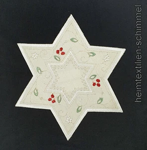 PLAUENER SPITZE ® Tischdeckchen Tischdecke STERN Deckchen WEIHNACHTEN 21x21cm - Bild 1 von 2