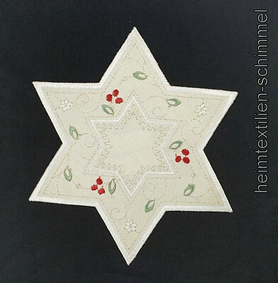 PLAUENER SPITZE ® Tischdeckchen Tischdecke STERN Deckchen WEIHNACHTEN 21x21cm - Bild 1 von 2