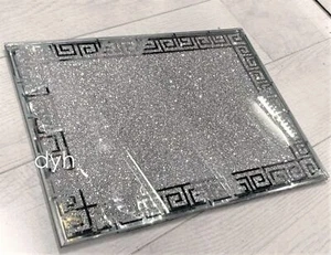 NUEVO DISEÑO DIAMANTE TRITURADO PLATA CRISTAL TABLA DE CORTAR 30CM x 40CM REINO UNIDO - Imagen 1 de 1