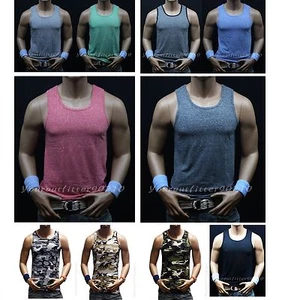 Mens Muscle Tank Top T-Shirt Sleeveless A-Shirt Beach Gym Fitness Casual Hip Hop - Picture 1 of 11