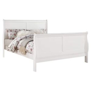 Transitional Panel Design Sleigh Twin Size Bed, White- Saltoro Sherpi