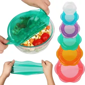 6pcs Silicone Stretch Lids for Food Storage in Fridge, Reusable Elastic Bowl Cov - Picture 1 of 7