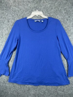 Blusa Camisa Isaac Mizrahi Live Para Mujer Azul Medio Top Cintura Volantes Manga Larga Foto 1 de 4