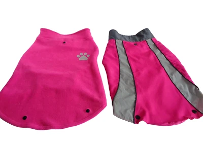 Top Paw Dog Cat Pet Sweater/Coat 2-in-1 Coat Pink/Gray Fleece Reflective Size L - Image 1 of 4