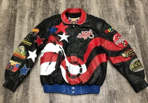 Chaqueta de cuero Jeff Hamilton Kyle Petty Charity Ride talla mediana - Imagen 1 de 13