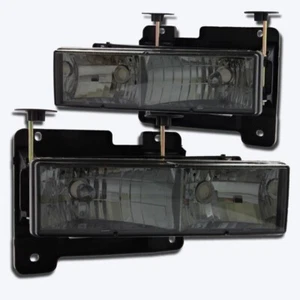 Smoke Headlights Head Lamps Fits 1988-1998 C10 C/K Silverado Sierra Suburban - Picture 1 of 2