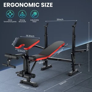 600lbs Adjustable Folding Weight Bench Set with Squat Rack 6in1 Bench Press Set - Picture 1 of 12