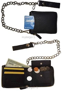 Biker's Chain wallet. Leather Zip around wallet, Motorcycle Trucker Biker wallet - Picture 1 of 12