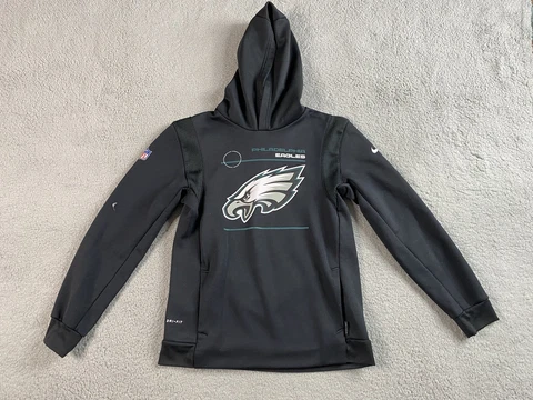 Philadelphia Eagles Hoodie Youth Large Black Nike Dri Fit Sweater NFL On Field Cover