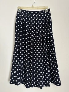 Falda midi de colección Leslie Fay Petites semi transparente azul y blanco a lunares plisada suave - Imagen 1 de 8