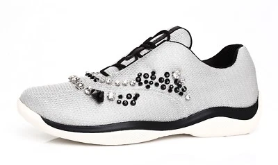 Prada Women's Embellished Silver Crystal Sneakers Z3094 Size 41 - Image 1 of 4