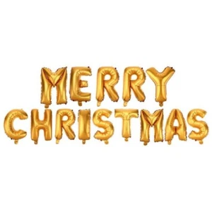 Festive MERRY CHRISTMAS (14pc) Foil Balloon Set with Convenient Straw-free ship - Picture 1 of 2