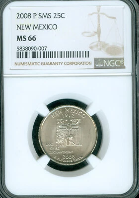 2008 P NEW MEXICO QUARTER NGC MS66 SMS * - Image 1 of 2