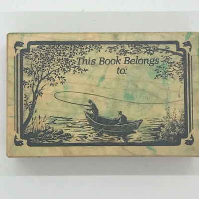 Fishing Lake G1605 PSX Rubber Stamp 1995 This Book Belongs To Men Casting Plate - Image 1 of 3