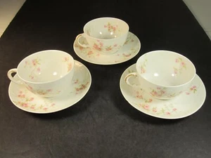 3 Theodore Haviland Cup & Saucer Sets Pink & Yellow Flowers Decorated - Picture 1 of 7