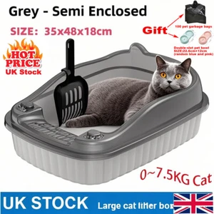 0~2.5/7.5kg CAT TOILET CAT LITTER BOX SEMI CLOSED OPEN SPLASH PROOF CAT POOP BAG - Picture 1 of 19