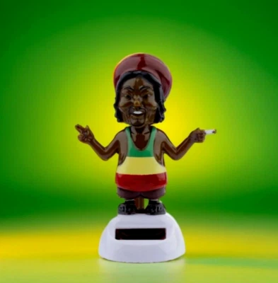 Jamaican Rastafarian Fun Rasta Man Solar Powered Solar Pal Dancing Figurine New - Image 1 of 4