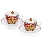 SET OF 2 Morris Garden Porcelain Teacups and Saucers Bone China Cups 2x9 fl oz
