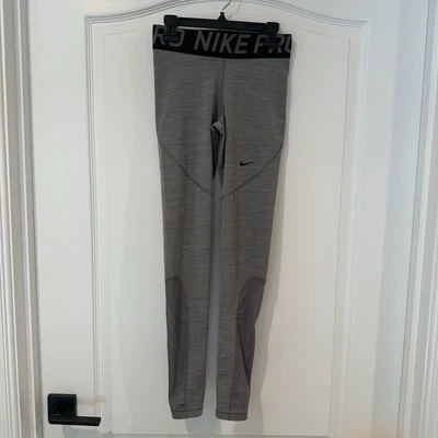 Nike Pro Dri-Fit Legging Women Sz Small Gray Mesh Calf Gym Yoga Active Run Hike - Image 1 of 4