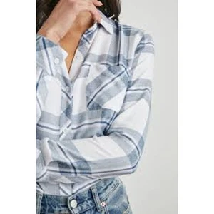 Camisa Rails Hunter Blanca Índigo Melange Clásica A Cuadros Abotonada Talla Pequeña - Imagen 1 de 8