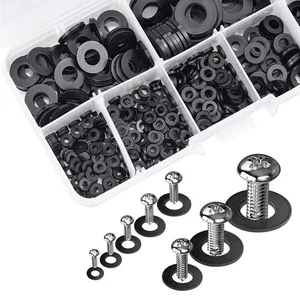 500PCS Nylon Flat Washers Set Black Flat Sealing M2/M3/M4/M5/M6/M8/M10 - Picture 1 of 12