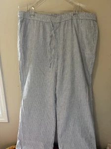 Pantalones Seersucker Talbots Blanco Azul Rayas para Mujer 16W - Imagen 1 de 5