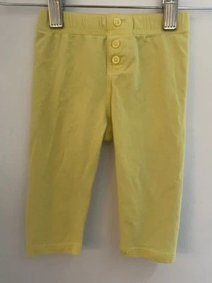 Pantalones de bebé Gap niña lisos amarillo botón mezcla de algodón cintura elástica 6-12M Foto 1 de 4