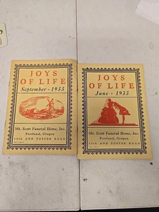 JOYS OF LIFE 1933 2 Issues. 6 & 9 Mt Scott Funeral Home Portland OR  - Picture 1 of 6
