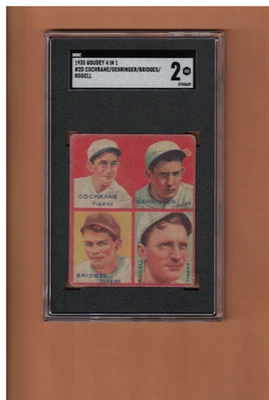 COCHRANE/GEHRINGER/BRIDGES 1935 GOUDEY 4 IN 1 BASEBALL CARD #20 SGC 2 DETROIT - Image 1 of 2