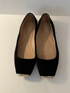 Alfani Neptoon Slipper flache Schuhe eckige Zehenpartie schwarz mit goldenen Zehen ~ Damengröße 8,5M - Bild 1 von 10