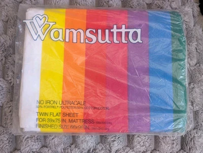 NWT Wamsutta Vibrant Rainbow Striped Twin Flat Sheet Soft Colorful Bedding Pride - Image 1 of 3