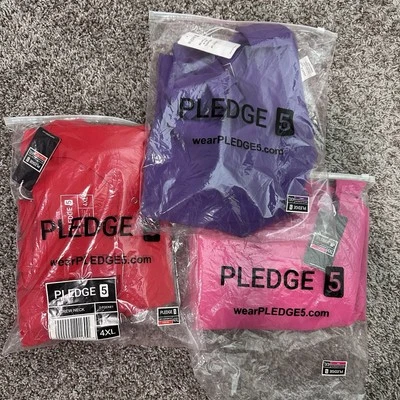 Womens Scrub Top Lot Of 3 Pledge 5 4XL Pink Red Purple Stretch Pockets - Image 1 of 4