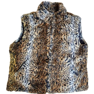 Chaleco de piel sintética con estampado de leopardo Cejón chaqueta sin mangas con cremallera para mujer grande Foto 1 de 4