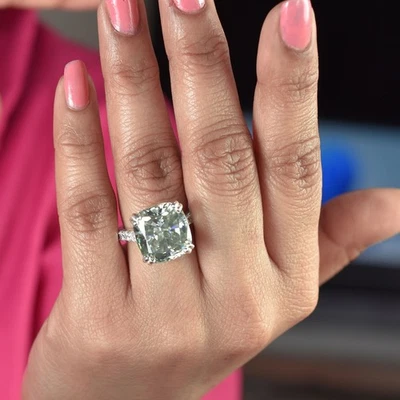RARO ¡Anillo de diamantes grises corte cojín certificado 15,85 quilates! VIDEO de tachuelas de diamantes GRATIS Foto 1 de 4