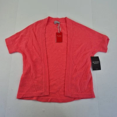 PURE COLLECTION Cardigan 14 Pink Women's 100% Cashmere Open Front Short Sleeve - Image 1 of 4