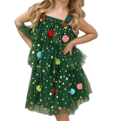 Abiti Natalizi Bambina Bambina - Abiti Albero di Natale Senza Maniche Verde - Immagine 1 di 4