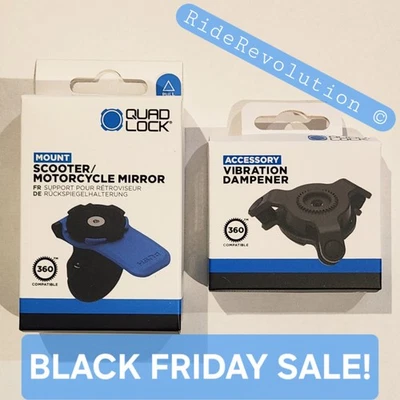 QUAD LOCK Scooter/Motorcycle Mirror Mount + Vibration Dampener - NEW (FREE S+H) - Image 1 of 4