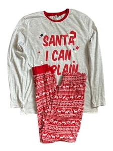 Set Pigiama Donna Pep & Co Taglia M Grigio 100% Cotone Logo Natale Manica Lunga - Foto 1 di 11