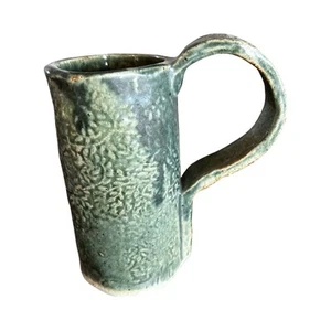 VTG Studio Art Pottery Hand Thrown Stoneware Coffee Mug Signed 6” Green - Picture 1 of 2
