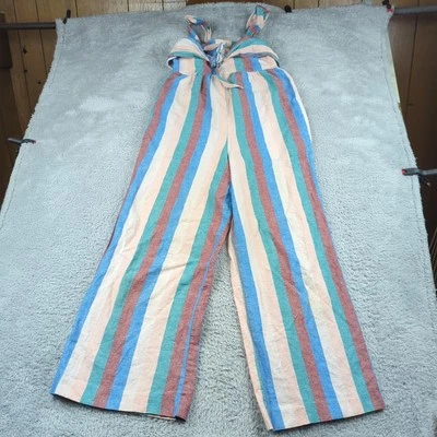 Madewell Jumpsuit Womens 4T Tall Flagstaff Stripe Multicolor Tie Front Wide Leg - Image 1 of 4