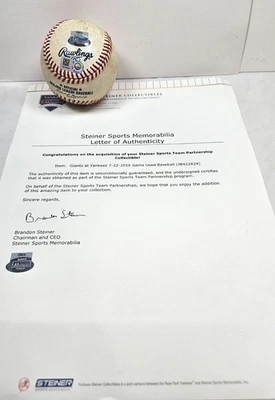 2016 New York Yankees Game Used Baseball with Steiner COA Baby Bombers Year - Image 1 of 4