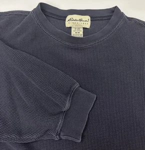 Camisa De Colección Eddie Bauer Punto Gofre Hombres M Cuadrada Desteñida Azul Marino Algodón Pesado Exterior - Imagen 1 de 14