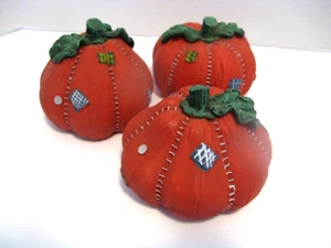 K's Collection Halloween Fall Harvest Resin Autumn Patchwork Pumpkins (Set of 3) - Picture 1 of 3