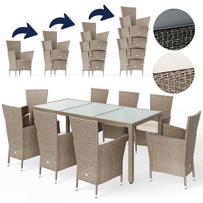CASARIA® Gartenmöbel Sitzgruppe Essgruppe Polyrattan Glas Garten Terrasse Set - Bild 1 von 4