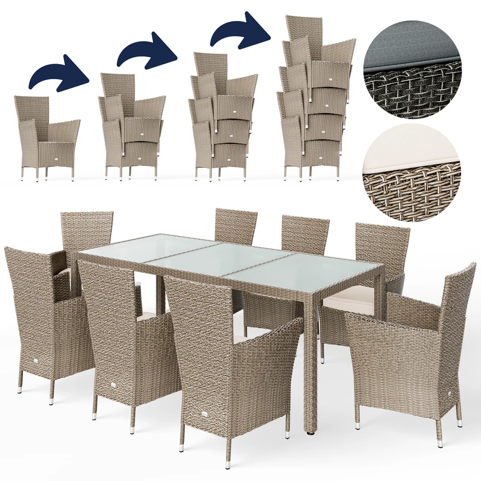 CASARIA® Gartenmöbel Sitzgruppe Essgruppe Polyrattan Glas Garten Terrasse Set - Bild 1 von 4