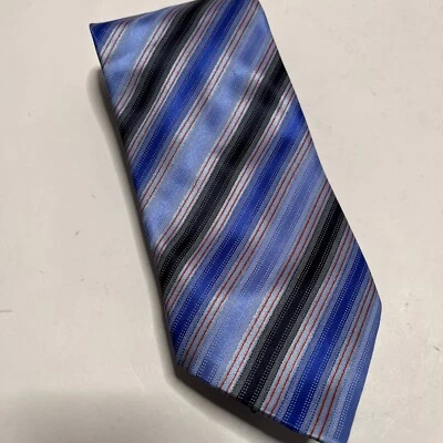 Мужской винтажный галстук Italo Ferretti Silvi Marina 100% полностью шелковый роскошный в полоску - Изображение 1 из 4