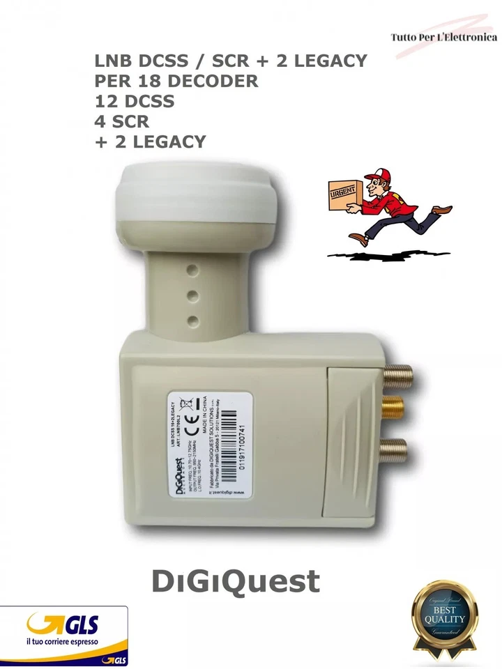 DIGIQUEST LNB DCSS SCR + 2 LEGACY OUT SKY TESTED IL TOP PER 18 DECODER - Immagine 1 di 1