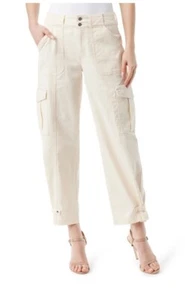 Jessica Simpson Cargo Pants Low Slung Off White Jeans New With Tags Size 8 A2 - Picture 1 of 5