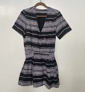 Balenciaga Womens Dress Silk Lavender Black Size 36 US 6 Geometric Short Sleeve - Picture 1 of 13